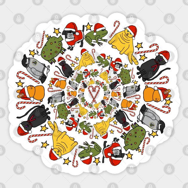 Ever Decreasing Circles Cute Christmas Animals Stars Candy Canes Sticker by ellenhenryart